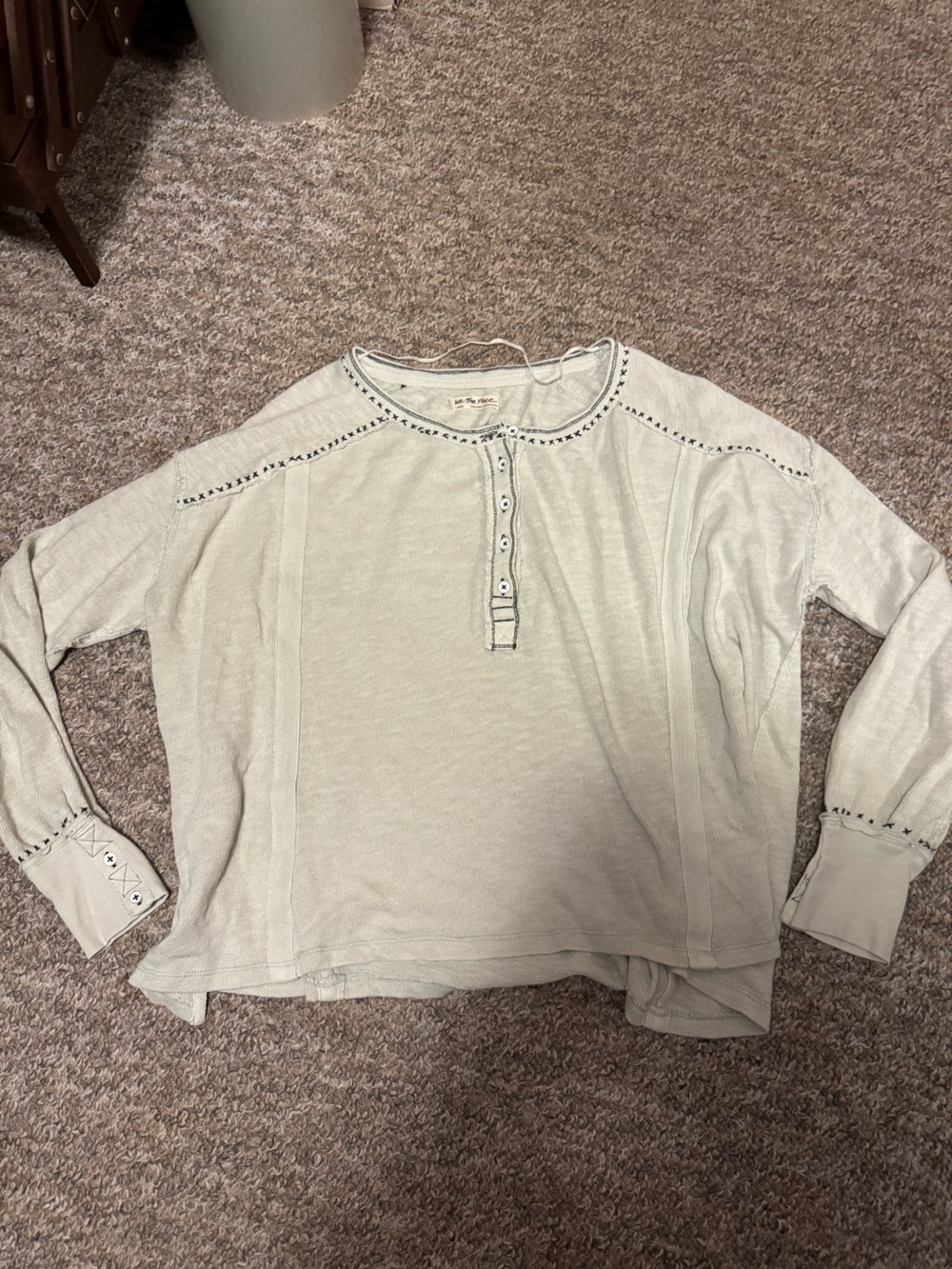 We The Free by Free People light mint green oversized Long-Sleeve Henley sweater